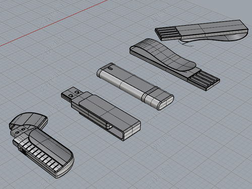 原创4款U盘3D精致模型素材 多格式适配，助力创意设计